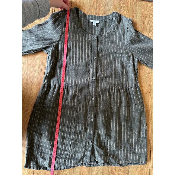 PureJill 100% Linen Green Button Up Blouse Size XSmall - Picture 6 of 6